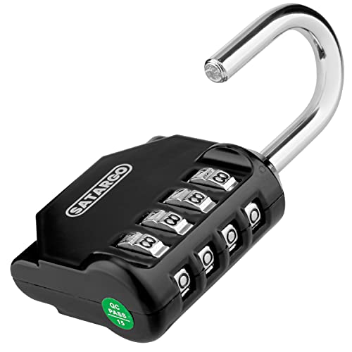 Image of 4 Digit Combination Lock for Locker Room Lock - Cut Resistant Gym Locker Lock with Code - Indoor Outdoor Padlock Small Combo Lock (Black)