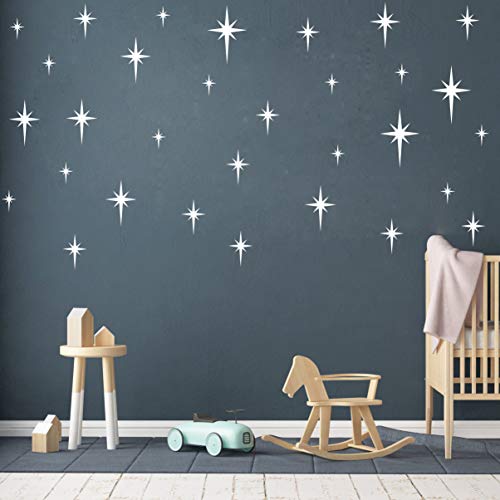 Vinilos decorativos de estrellas retro blanco para pared miniatura 1
