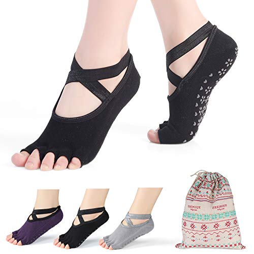 Non Slip Yoga Socks for Women, Auteve with Grip & Five Toe Socks