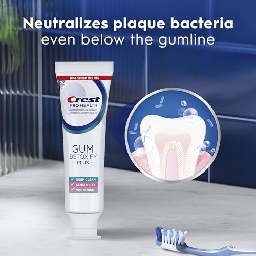 Image of Crest Pro-Health Gum Detoxify Plus Toothpaste 4.5 oz Pack of 24 - Antibacterial Fluoride Toothpaste, Sensitivity Protection, Whitens Teeth, Anticavity, Plaque Control