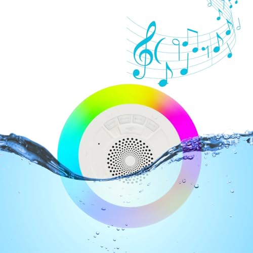 Portable Bluetooth Pool Speaker, Hot Tub Speaker with Colorful LED Lights, PX7 Waterproof Floating Speaker for Shower Spa Home