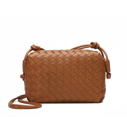 Image of Woven Crossbody Bags for Women Handmade Woven Purse Shoulder Bag Small Handbag PU Leather Purses Bag