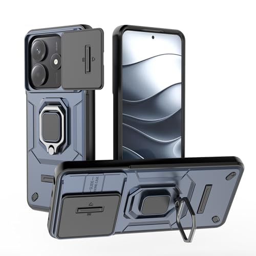 Image of Thermoplastic Polyurethane Camshield Pro Case With Slide Camera Protection And Ring Stand Bumper Back Case Cover For Mi Redmi Note 14 5G (Blue)