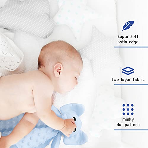 Blue Baby Elephant Security Blanket Baby Stuffed Elephant Toy Lovie Blanket For Infant Boys And Girls Baby Comforting Elephant Blanket For Newborns 16In #TOP2