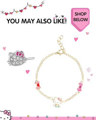 Hello Kitty Sanrio Jewelry Set - Flash Plated 18+3 Necklace and Stud Earrings Officially Licensed3