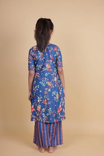 Image of TAGAS Girls Girls V Neck Kurti With Plazo Set | Traditional Girls Ethnic Wear|Ethnic Wear for girls|