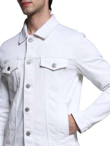 Image of JACK & JONES Men's Spread Collar Cotton Standard Length Washed Denim Jacket