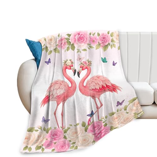 Flamingo Blanket Tropical Flamingo Gifts for Women Girls Throw Blanket Soft Cozy Fleece Fuzzy Plush Flannel Blankets for Boys Kids Teens Adults 50X40