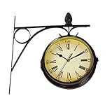 FYZLOIPU Orologi Orologio da Parete Antico Doppio Lato Stazione Orologio Da Parete Orologio Metallo Classico Orologio Home Decor Appeso Orologio Decorazione Della Parete Decorativo Orologio Da Parete,