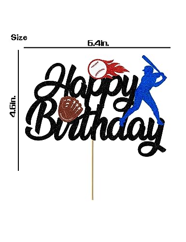 Bdayshop NEW FC199 Baseball Cake Topper Baseball Birthday Cake Decorations For Boys Girls Glitter Baseball Theme Happy Birthday Party Supplies thumb #2