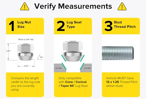 Image of StanceMagic 20pcs Open End Lug Nuts, Metric 12x1.25 Thread Size, 0.81 inch Length, Cone Conical Taper Acorn Seat, 19mm 3 /4 inch Hex Head, Compatible with Many Nissan Infiniti Subaru and More - Silver