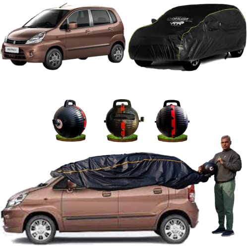 Image of CARBLAZER Portable & Semi-Automatic Full Body Car Covers: Heavy Duty Device| Anti-Theft| Dust & Scratch Proof | Water & Wind Resistant|Custom Fit| Dual-Side Cover, Compatible for Maruti Zen Estilo