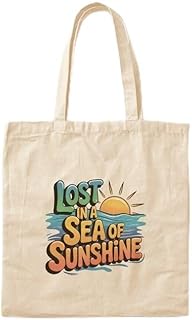 Inspirational Cotton Canvas Tote Bag Collection, Reusable Shopping Bags with Artistic Prints, Natural Beige
