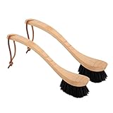 REDECKER Curved Dish Brush, Soft Horsehair Bristles, Ergonomic Design with Oiled Beechwood Handle, 9-1/4 Inches, Set of 2, German Made Dish Cleaning Brush - Horsehair Dish Brush