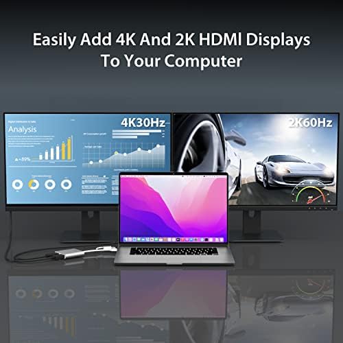 j5create USB Type-C to Dual HDMI Multi-Monitor Adapter with USB Type-A convertor | 4K + 2K | Compatible with Microsoft and Mac (JCA365)