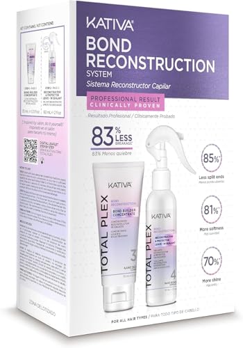 KATIVA Total Plex Bond Repair Kit – 2 etapas de reconstrucción capilar | Reconstruido, reparado y sellado | concentrado 70 ml + sellador 60 ml | Complejo 10% nano-bond