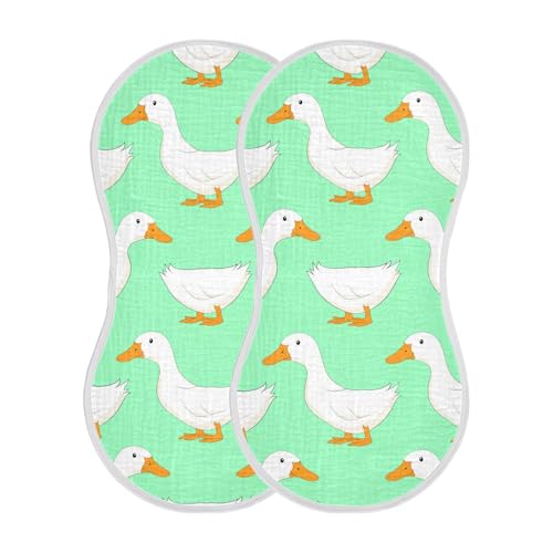 Duck Pattern Baby Burp Cloths for Boys and Girls, Soft Muslin Spit Up Towels, 22"x11" Newborn Essentials for Feeding and Drooling, 4 Pack2