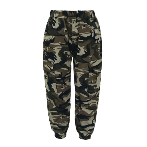 FEESHOW Boys Casual Loose Fit Cargo Pants Kids Elastic Waist Baggy Trousers with Pockets School Wear