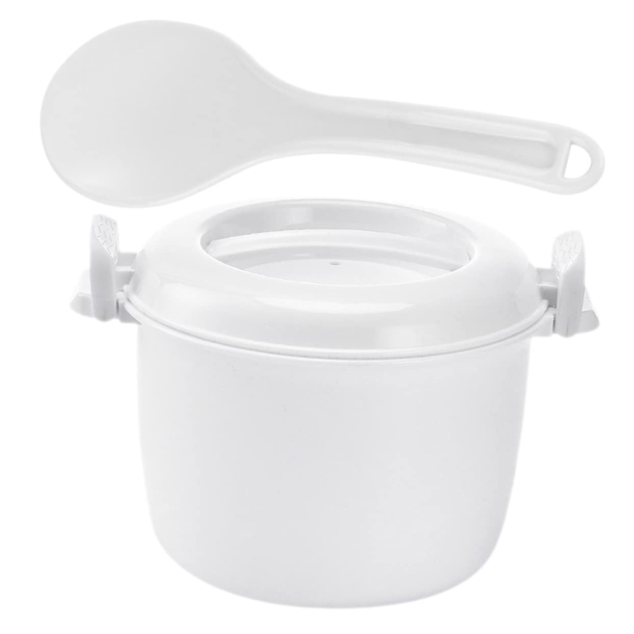 Garneck Microwave Rice Cooker with Spoon Multifunctional Steamer for Rice Oatmeal Soups Portable Food-grade Easy to Use for