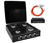 【VERBESSERTES DESIGN】 Der Gasherd verfügt über ein 0,6-mm-Metallgehäuse und einen Metalldeckel, die bequem zu tragen und aufzubewahren sind. Der Deckel kann den Gasherd schützen und zerkratzt oder beschädigt das Zubehör beim Platzieren und Aufbewahren nicht. Im Außenbereich verfügt der Deckel über eine Windschutzfunktion, um zu verhindern, dass das Feuer durch den Wind ausgeblasen wird.（Tipps: Der Gasherd ohne Selbstzündungstechnik.）