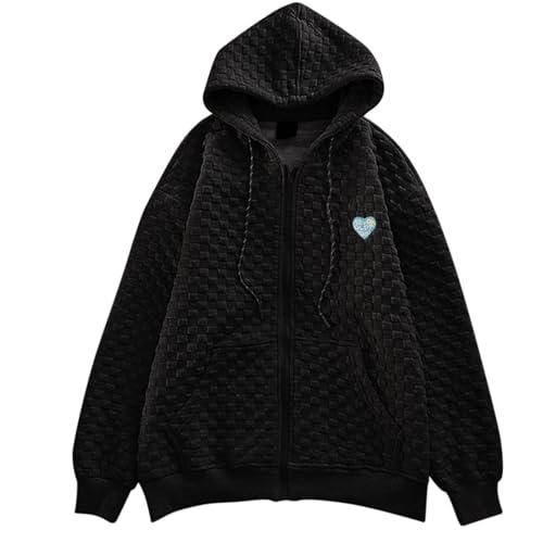 Sweat à capuche zippé brodé en maille décontracté