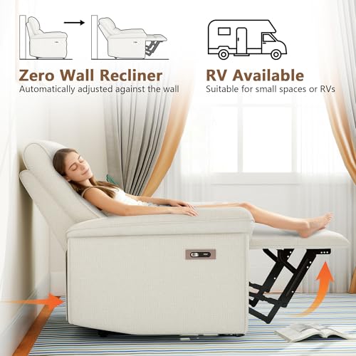 Sillón reclinable beige compacto con estructura de hierro miniatura 3