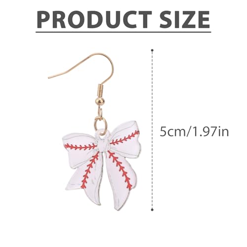 Baseball Bow Earrings for Woman, Sports Dangling Theme Softball Bowknot Dangle Earrings Ideal Jewelry Gift for Sport Player Lover Fans2