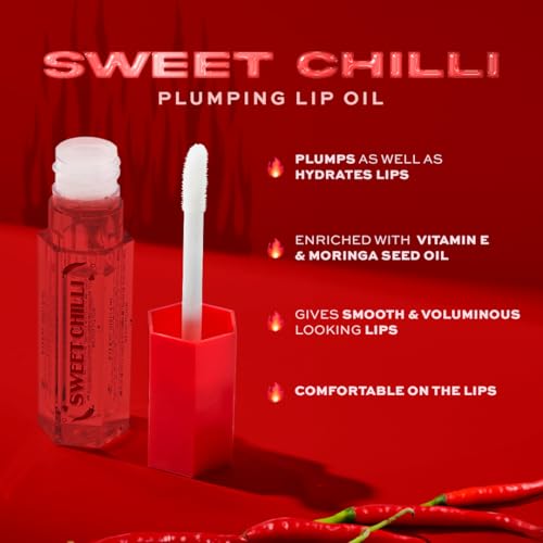 I Heart Revolution, Sweet Chilli Lip Oil, Plumping Effect, Glossy Finish, Contains Vitamin E, Clear, 4ml, 4 ml (Pack of 1) - Image 2