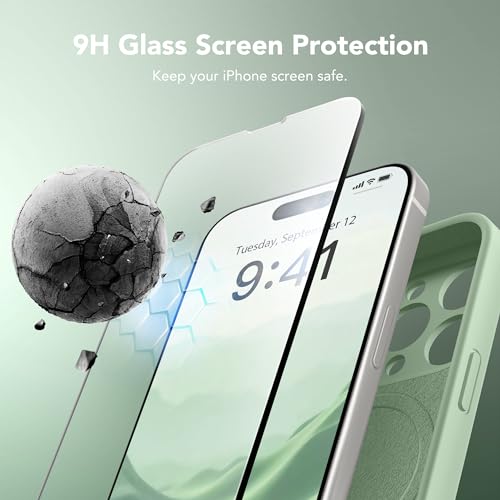 Image of Magnetic for iPhone 14 Pro Max Case, Compatible with MagSafe, [Full Camera Protection][Screen Protector] Silicone Shockproof Protective Phone Case for iPhone 14 Pro Max 6.7 inch, Light Cyan
