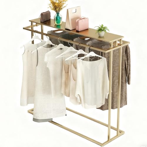 Perchero comercial resistente con estantes, soporte de exhibición de ropa multiusos para tiendas minoristas, tiendas de segunda mano y vendedores, estante de metal duradero para camisas
