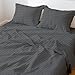 Rajlinen 4 Piece Attached Fitted Sheet 100% Cotton Waterbed Sheets (15 Inch Deep) Breathable 800-Thread-Count Ultra Soft Rich Egyptian Cotton (Queen, Dark Grey Stripe)