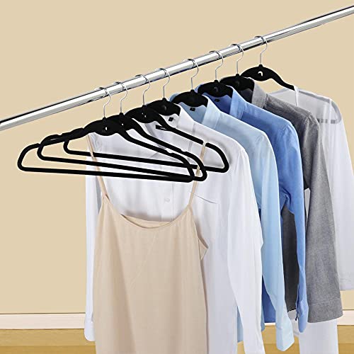 Yaheetech YT-00075256 100 Pack Non Slip Cascading Velvet Hangers - Standard Hangers Felt Suit Clothes Hangers Space Saving 360° Swivel Hook Black thumb #7