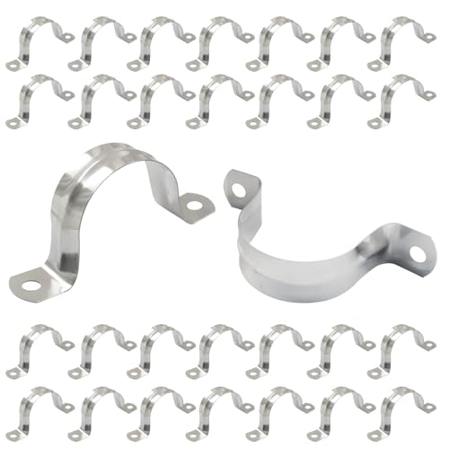 Image of M40 1 1 /2 inch 304 Stainless Steel Rigid Pipe Strap, 30PCS | Heavy Duty U Bracket, Two Hole Cable Clamps, Secure Pipe, Tube & Wire Installation, Corrosion Resistant