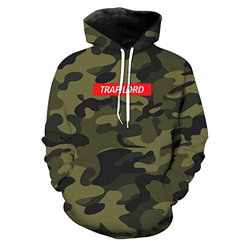 QIANMEI Camouflage Poche 3D imprimé Pull Pull avec Capuche Afflux d'hommes et Hommes Chandail à Capuchon (Color : A, Size : L) Cover
