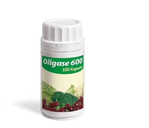Oligase 600, Enzymmischung zur Verdauung von blähenden Kohlenhydraten, Verdauungsenzyme zur Abhilfe bei Blähbauch & Magenschmerzen, frei von Gluten und Fructose, für Vegetarier geeignet, 100 Kapseln