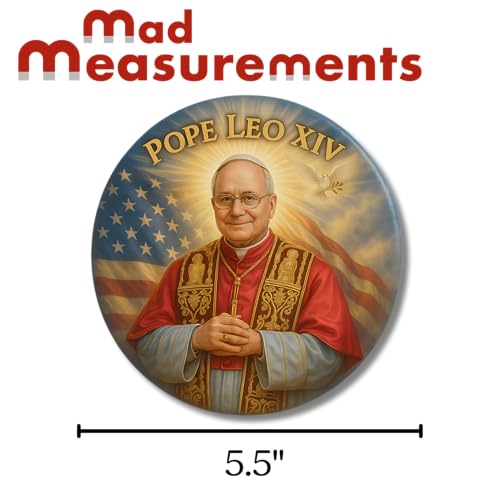Imán redondo decorativo con retrato del Papa Leo XIV 5.5 pulgadas miniatura 5