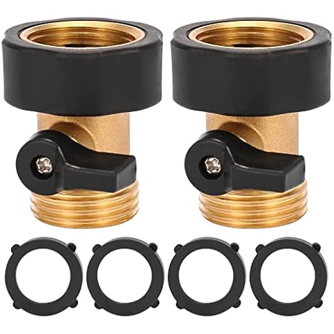 Sanpaint Water Hose Shut Off Valve, 2 Pack Heavy Duty 3/4 Inch Solid Brass Garden Hose Connector Cover