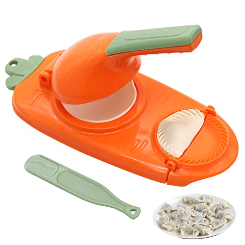Machine à raviolis 2 en 1, machine à boulettes, machine à raviolis multifonction, Lazy DIY Jiaozi Skin Maker Dough Press Pie Kitchen Pastry Tools Accessories (Orange)