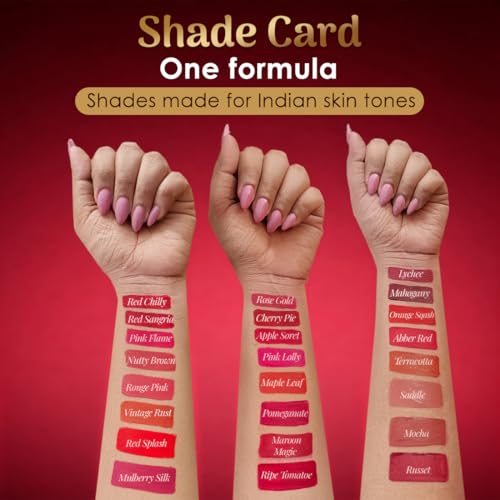 Image of Coloressence Festive Combo Combo Liquid Transfer Proof Lipstick Set of 3 x 4ml | Long Lasting | Matte Finish | Fadeproof | Highly Pigmented (Shades - Red Sangria, Pink Flame, Mulberry Silk)