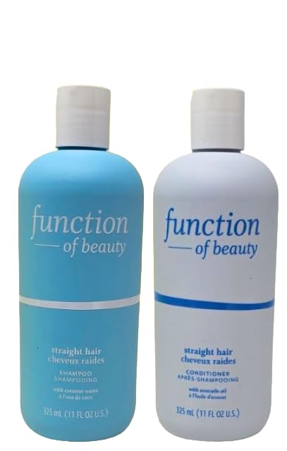Miniatura 3 de Function of Beauty - Juego de champú y acondicionador para cabello liso (11 onzas) y toalla exfoliante Tesadorz