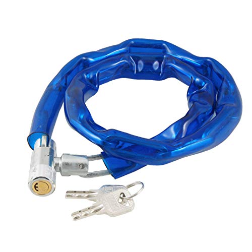 Aexit Blue Soft Lock Plastic Wrapped Metal Chain Safety Lock for Motorcycle Bike Model:93as599qo334