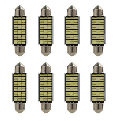 8 Stück 41mm LED Innenbeleuchtung, 12V 1.2W Birnen, Weißes Licht 6500K, Plug and Play, Mit Aluminium Kühlkörper für Effektive Wärmeableitung, Energieeffizient, Innenraum Leselampe für Auto
