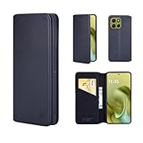 32nd Klassische Serie 2.0 - Lederhülle Hülle Cover für Motorola Moto G86, Echtleder Hülle Mit RFID-Blockierung Kartensteckplatz, Magnetverschluss & Standfuß - Schwarz