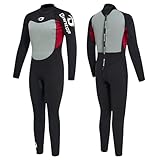 Owntop Mens Wetsuit 2.5mm Neoprene Thermal | UV50+ Sun Protection | Ultra-Stretchy Warm | Full Length Adult Wet Suit | Diving Surfing | Red XL