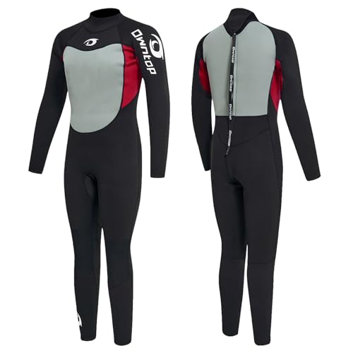 Owntop Mens Wetsuit 2.5mm Neoprene Thermal | UV50+ Sun Protection | Ultra-Stretchy Warm | Full Length Adult Wet Suit | Diving Surfing | Red XL