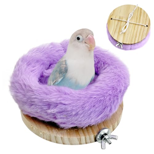 Image of Hamiledyi Bird Bed for Cage Plush Parrot Hanging Hammock Warm Bird Nest Parrot Nest House Snuggle Hut Birds Sleeping Bed Soft Warm Hammock for Parakeet Lovebird Cockatoos Budgies(Purple)