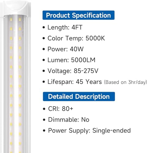 Image of SHINESTAR 4FT LED Shop Lights, 40W 5000LM 5000K LED Shop Light Super Bright 75% Energy-Saving Linkable T8 Light Tube Integrated Fixture for Workshop Garage Basement, 6 Pack
