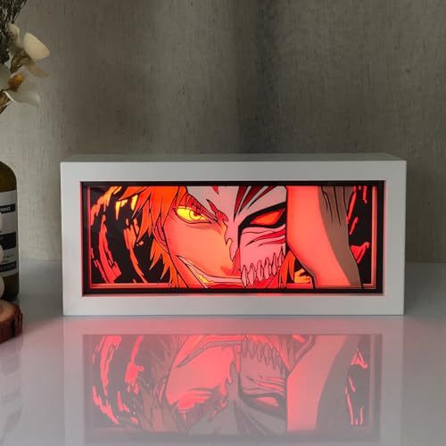 Lenoleia Anime Light Boxes RGB Multi Color Paper Cut Shadow Anime Lamp Handmade Manga Light Box for Room Decor Otaku Gift(L-25R)