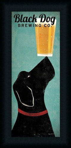 Professionally Framed Black Dog Brewing Co. by Ryan Fowler Labrador Beer 11x23 Art Print Picture Wall D�cor
