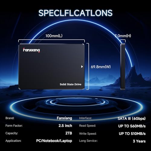 Image of fanxiang 2TB SATA SSD 2.5'' SSD SATA III 6 Gb /s Internal Solid State Drive Up to 560 MB /s 3D NAND SLC Cache for Laptop and PC Desktop Performance Boost 7mm(0.28″) S101Q